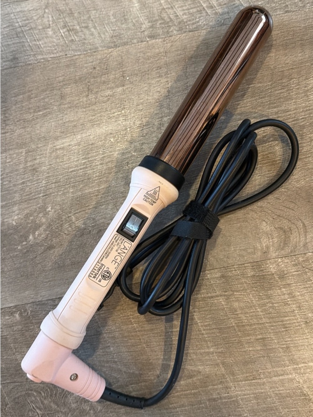 Lange Pink and Rose Gold Ceramic Curling Wand 1.25”